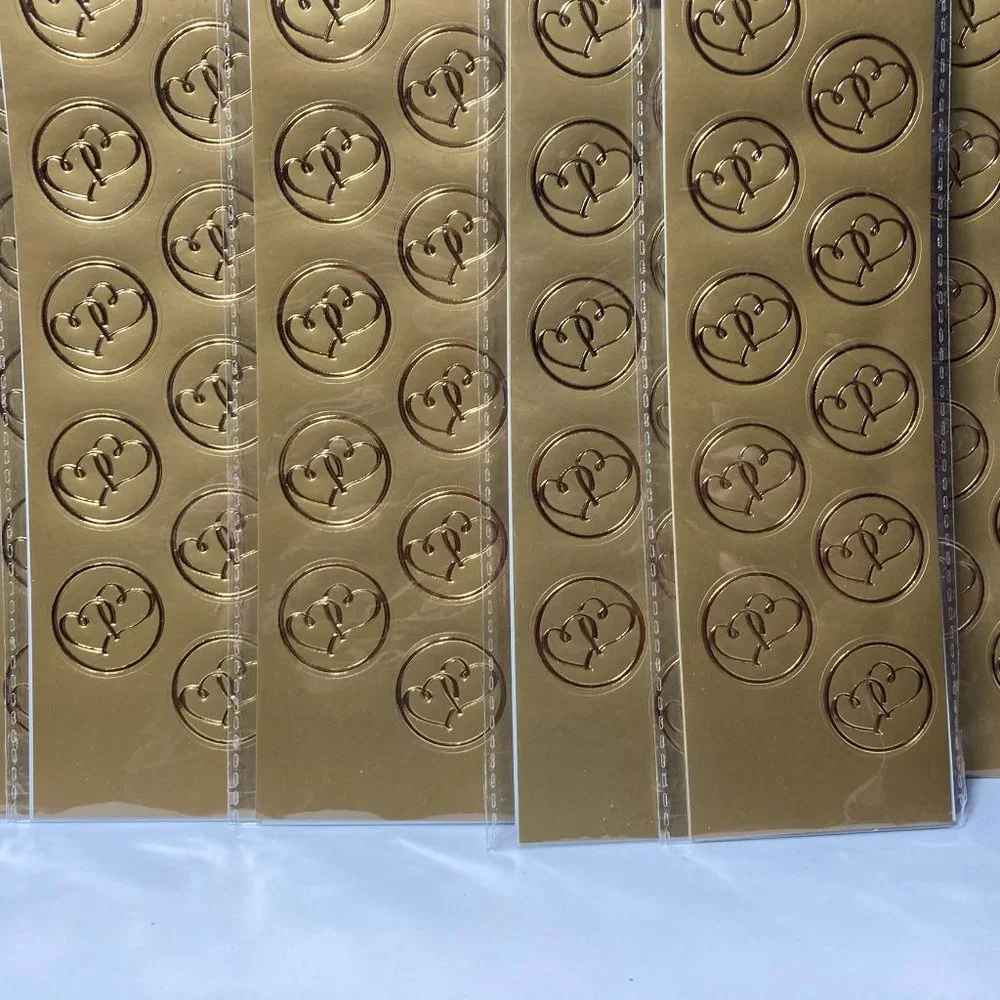 Double Heart Seals Gold Stickers for Cards Crafts